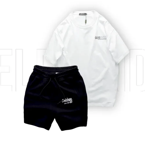 Set Bộ Nam Áo Thun Cổ Tròn Oversize In Chữ CLEGENDK Quần Short Thun