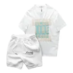 Set Bộ Nam Áo Thun Cổ Tròn Pack Horse Oversize In Chữ Sọc Quần Short Thun