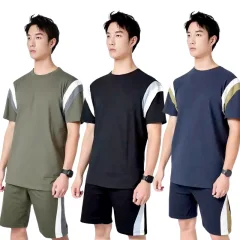 Set Bộ Nam Áo Thun Cổ Tròn Phối Sọc Màu + Quần Short Thun Thể Thao Cao Cấp (Big Size)