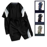 Set Bộ Nam Áo Thun Cổ Tròn Phối Sọc Màu + Quần Short Thun Thể Thao Cao Cấp (Big Size)