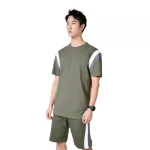 Set Bộ Nam Áo Thun Cổ Tròn Phối Sọc Màu + Quần Short Thun Thể Thao Cao Cấp (Big Size)