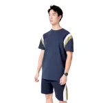 Set Bộ Nam Áo Thun Cổ Tròn Phối Sọc Màu + Quần Short Thun Thể Thao Cao Cấp (Big Size)