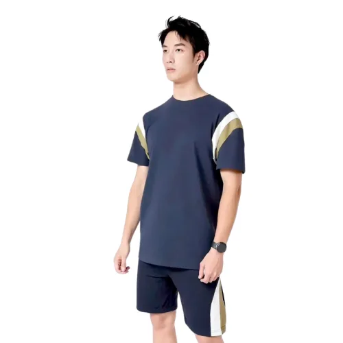 Set Bộ Nam Áo Thun Cổ Tròn Phối Sọc Màu + Quần Short Thun Thể Thao Cao Cấp (Big Size)