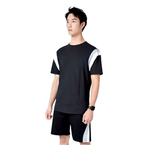Set Bộ Nam Áo Thun Cổ Tròn Phối Sọc Màu + Quần Short Thun Thể Thao Cao Cấp (Big Size)