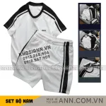 Set Bộ Nam Áo Thun Cổ Tròn Phối Sọc Vai Áo Và Thêu Chữ Pack Trước Ngực + Quần Short Thun Nam Phối Sọc Hai Bên Quần Có Big Size