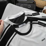 Set Bộ Nam Áo Thun Cổ Tròn Phối Sọc Vai Áo Và Thêu Chữ Pack Trước Ngực + Quần Short Thun Nam Phối Sọc Hai Bên Quần Có Big Size