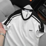 Set Bộ Nam Áo Thun Cổ Tròn Phối Sọc Vai Áo Và Thêu Chữ Pack Trước Ngực + Quần Short Thun Nam Phối Sọc Hai Bên Quần Có Big Size