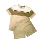 Set Bộ Nam Áo Thun Cổ Tròn Tay Ngắn Phối Sọc Màu + Quần Short Thun Thể Thao Cao Cấp (Big Size)
