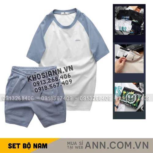 Set Bộ Nam - Áo Thun Nam Cổ Tròn Các Mẫu Và Quần Short Thun Nam Cao Cấp