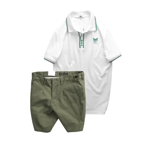 Set Bộ Nam - Áo Thun Nam Pack Horse Polo Cổ Bẻ In Logo Chữ Prefect Và Quần Short Kaki Co Giãn Phối Nút Cao Cấp (Có Size 36)
