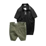 Set Bộ Nam - Áo Thun Nam Pack Horse Polo Cổ Bẻ In Logo Chữ Prefect Và Quần Short Kaki Co Giãn Phối Nút Cao Cấp (Có Size 36)