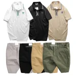 Set Bộ Nam - Áo Thun Nam Pack Horse Polo Cổ Bẻ In Logo Chữ Prefect Và Quần Short Kaki Co Giãn Phối Nút Cao Cấp (Có Size 36)