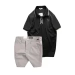Set Bộ Nam - Áo Thun Nam Pack Horse Polo Cổ Bẻ In Logo Chữ Prefect Và Quần Short Kaki Co Giãn Phối Nút Cao Cấp (Có Size 36)