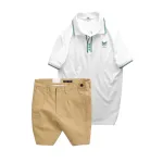Set Bộ Nam - Áo Thun Nam Pack Horse Polo Cổ Bẻ In Logo Chữ Prefect Và Quần Short Kaki Co Giãn Phối Nút Cao Cấp (Có Size 36)