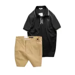 Set Bộ Nam - Áo Thun Nam Pack Horse Polo Cổ Bẻ In Logo Chữ Prefect Và Quần Short Kaki Co Giãn Phối Nút Cao Cấp (Có Size 36)