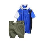 Set Bộ Nam - Áo Thun Nam Polo Cổ Bẻ Cá Sấu Poly Cổ Bẻ Ghép Vải Thêu Chữ Trước Ngực Và Quần Short Kaki Co Giãn Phối Nút Cao Cấp (Có Size 36)