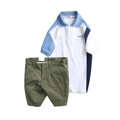 Set Bộ Nam - Áo Thun Nam Polo Cổ Bẻ Cá Sấu Poly Cổ Bẻ Ghép Vải Thêu Chữ Trước Ngực Và Quần Short Kaki Co Giãn Phối Nút Cao Cấp (Có Size 36)
