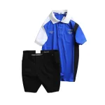 Set Bộ Nam - Áo Thun Nam Polo Cổ Bẻ Cá Sấu Poly Cổ Bẻ Ghép Vải Thêu Chữ Trước Ngực Và Quần Short Kaki Co Giãn Phối Nút Cao Cấp (Có Size 36)