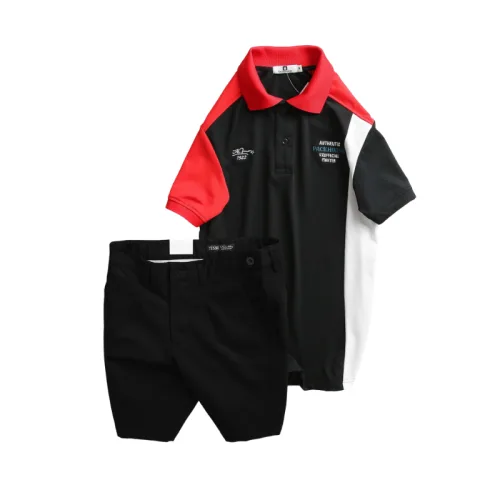 Set Bộ Nam - Áo Thun Nam Polo Cổ Bẻ Cá Sấu Poly Cổ Bẻ Ghép Vải Thêu Chữ Trước Ngực Và Quần Short Kaki Co Giãn Phối Nút Cao Cấp (Có Size 36)