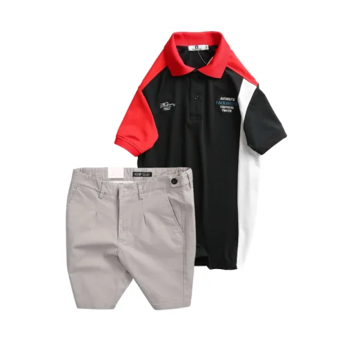 Set Bộ Nam - Áo Thun Nam Polo Cổ Bẻ Cá Sấu Poly Cổ Bẻ Ghép Vải Thêu Chữ Trước Ngực Và Quần Short Kaki Co Giãn Phối Nút Cao Cấp (Có Size 36)