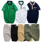 Set Bộ Nam - Áo Thun Nam Polo Cổ Bẻ Cá Sấu Poly Túi Nhỏ Thêu Logo Và Quần Short Kaki Co Giãn Phối Nút Cao Cấp (Có Size 36)