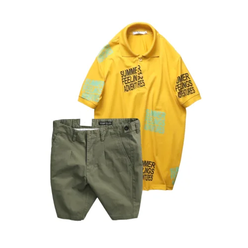 Set Bộ Nam - Áo Thun Nam Polo Cổ Bẻ In Chữ Summer Bền Đẹp Và Quần Short Kaki Co Giãn Phối Nút Cao Cấp (Có Size 36)