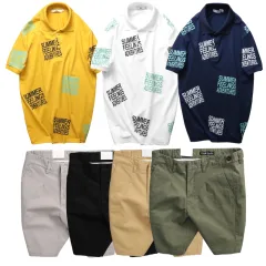 Set Bộ Nam - Áo Thun Nam Polo Cổ Bẻ In Chữ Summer Bền Đẹp Và Quần Short Kaki Co Giãn Phối Nút Cao Cấp (Có Size 36)