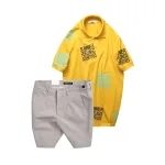 Set Bộ Nam - Áo Thun Nam Polo Cổ Bẻ In Chữ Summer Bền Đẹp Và Quần Short Kaki Co Giãn Phối Nút Cao Cấp (Có Size 36)