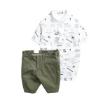 Set Bộ Nam - Áo Thun Nam Polo Cổ Bẻ In Hình Họa Tiết Bền Đẹp Và Quần Short Kaki Co Giãn Phối Nút Cao Cấp (Có Size 36)