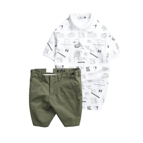 Set Bộ Nam - Áo Thun Nam Polo Cổ Bẻ In Hình Họa Tiết Bền Đẹp Và Quần Short Kaki Co Giãn Phối Nút Cao Cấp (Có Size 36)