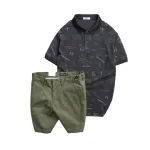 Set Bộ Nam - Áo Thun Nam Polo Cổ Bẻ In Hình Họa Tiết Bền Đẹp Và Quần Short Kaki Co Giãn Phối Nút Cao Cấp (Có Size 36)