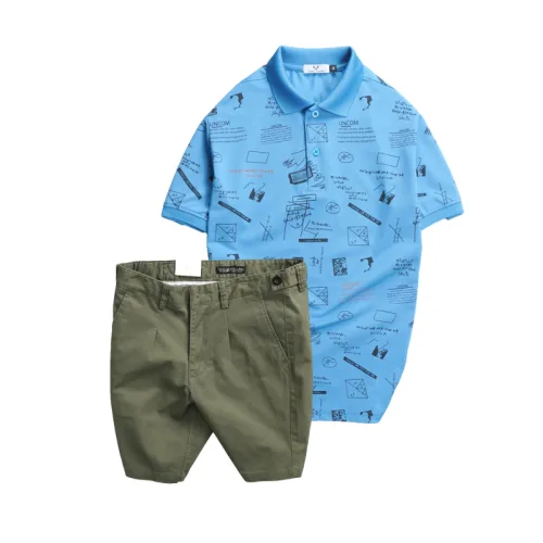 Set Bộ Nam - Áo Thun Nam Polo Cổ Bẻ In Hình Họa Tiết Bền Đẹp Và Quần Short Kaki Co Giãn Phối Nút Cao Cấp (Có Size 36)