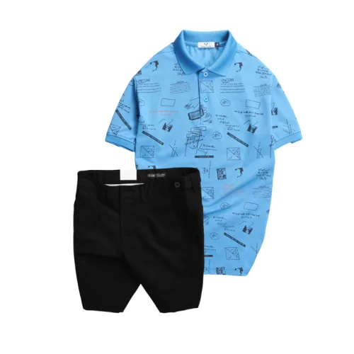 Set Bộ Nam - Áo Thun Nam Polo Cổ Bẻ In Hình Họa Tiết Bền Đẹp Và Quần Short Kaki Co Giãn Phối Nút Cao Cấp (Có Size 36)