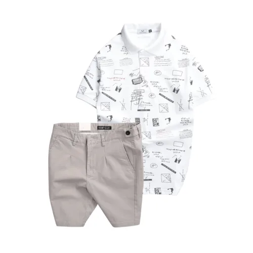 Set Bộ Nam - Áo Thun Nam Polo Cổ Bẻ In Hình Họa Tiết Bền Đẹp Và Quần Short Kaki Co Giãn Phối Nút Cao Cấp (Có Size 36)