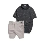Set Bộ Nam - Áo Thun Nam Polo Cổ Bẻ In Hình Họa Tiết Bền Đẹp Và Quần Short Kaki Co Giãn Phối Nút Cao Cấp (Có Size 36)