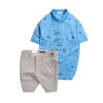 Set Bộ Nam - Áo Thun Nam Polo Cổ Bẻ In Hình Họa Tiết Bền Đẹp Và Quần Short Kaki Co Giãn Phối Nút Cao Cấp (Có Size 36)