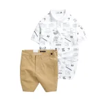Set Bộ Nam - Áo Thun Nam Polo Cổ Bẻ In Hình Họa Tiết Bền Đẹp Và Quần Short Kaki Co Giãn Phối Nút Cao Cấp (Có Size 36)
