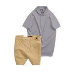 Set Bộ Nam - Áo Thun Nam Polo Cổ Bẻ Màu Trơn Đơn Giản Và Quần Short Kaki Co Giãn Phối Nút Cao Cấp (Có Size 36)