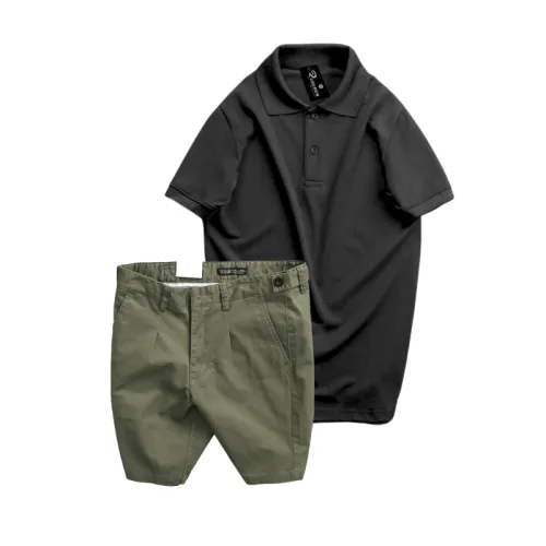 Set Bộ Nam - Áo Thun Nam Polo Cổ Bẻ Màu Trơn Đơn Giản Và Quần Short Kaki Co Giãn Phối Nút Cao Cấp (Có Size 36)