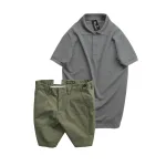 Set Bộ Nam - Áo Thun Nam Polo Cổ Bẻ Màu Trơn Đơn Giản Và Quần Short Kaki Co Giãn Phối Nút Cao Cấp (Có Size 36)