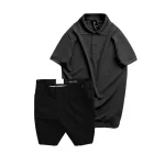 Set Bộ Nam - Áo Thun Nam Polo Cổ Bẻ Màu Trơn Đơn Giản Và Quần Short Kaki Co Giãn Phối Nút Cao Cấp (Có Size 36)