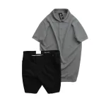 Set Bộ Nam - Áo Thun Nam Polo Cổ Bẻ Màu Trơn Đơn Giản Và Quần Short Kaki Co Giãn Phối Nút Cao Cấp (Có Size 36)