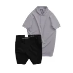 Set Bộ Nam - Áo Thun Nam Polo Cổ Bẻ Màu Trơn Đơn Giản Và Quần Short Kaki Co Giãn Phối Nút Cao Cấp (Có Size 36)