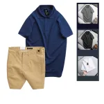 Set Bộ Nam - Áo Thun Nam Polo Cổ Bẻ Màu Trơn Đơn Giản Và Quần Short Kaki Co Giãn Phối Nút Cao Cấp (Có Size 36)