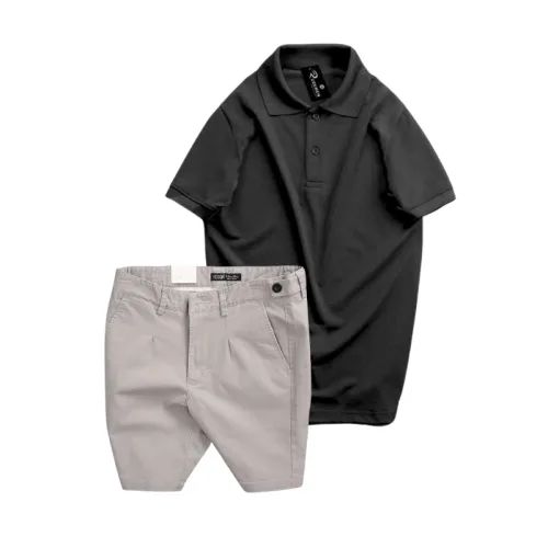 Set Bộ Nam - Áo Thun Nam Polo Cổ Bẻ Màu Trơn Đơn Giản Và Quần Short Kaki Co Giãn Phối Nút Cao Cấp (Có Size 36)