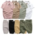 Set Bộ Nam - Áo Thun Nam Polo Cổ Bẻ Pack Horse Logo Thêu Và Quần Short Kaki Co Giãn Phối Nút Cao Cấp (Có Size 36)