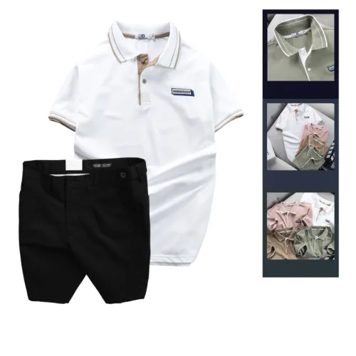 Set Bộ Nam - Áo Thun Nam Polo Cổ Bẻ Pack Horse Logo Thêu Và Quần Short Kaki Co Giãn Phối Nút Cao Cấp (Có Size 36)