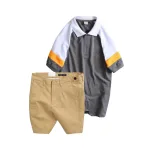 Set Bộ Nam - Áo Thun Nam Polo Cổ Bẻ Phối Màu Thêu Logo Trước Ngực Hey Boy Và Quần Short Kaki Co Giãn Phối Nút Cao Cấp (Có Size 36)