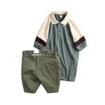 Set Bộ Nam - Áo Thun Nam Polo Cổ Bẻ Phối Màu Thêu Logo Trước Ngực Hey Boy Và Quần Short Kaki Co Giãn Phối Nút Cao Cấp (Có Size 36)