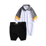 Set Bộ Nam - Áo Thun Nam Polo Cổ Bẻ Phối Màu Thêu Logo Trước Ngực Hey Boy Và Quần Short Kaki Co Giãn Phối Nút Cao Cấp (Có Size 36)
